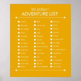 Personalized yellow couple's adventure list poster ポスター