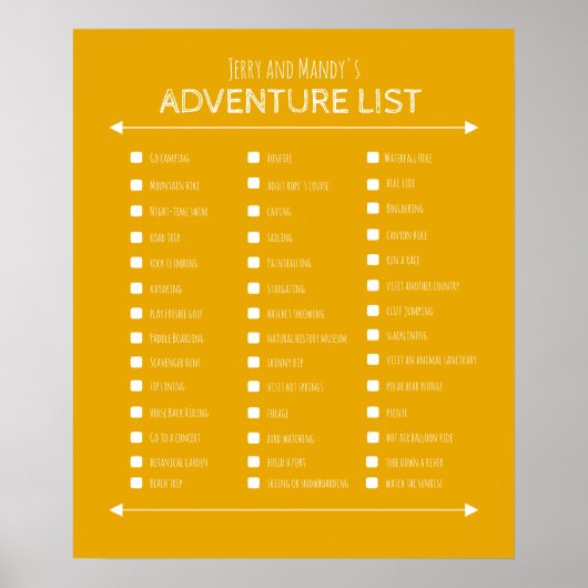 Personalized yellow couple's adventure list poster ポスター (正面)