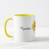 Personalized Yellow Daisy Floral マグカップ (左)
