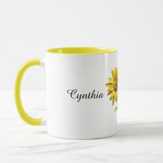 Personalized Yellow Daisy Floral マグカップ (左)