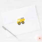 Personalized Yellow Dump Truck ラウンドシール (封筒)