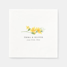 Personalized Yellow Floral Rose Wedding Napkins スタンダードカクテルナプキン