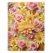 Personalized Yellow Flowers spiral bound ノートブック (正面)