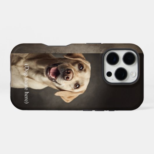 Personalized Yellow Lab Portrait iPhoneケース (裏面横)