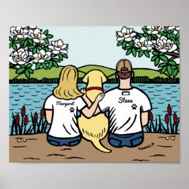 Personalized Yellow Labrador Family Blonde L ポスター