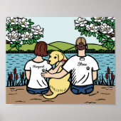 Personalized Yellow Labrador Family Brown S ポスター (正面)