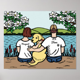 Personalized Yellow Labrador Family Brown S ポスター