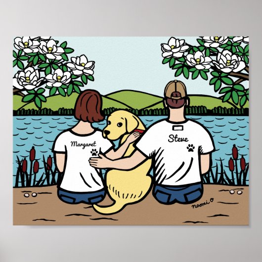 Personalized Yellow Labrador Family Brown S ポスター (正面)