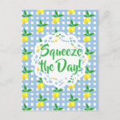 Personalized Yellow Lemons Blue White  ポストカード (正面)