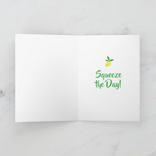 Personalized Yellow Lemons Blue White Birthday  カード (内部)