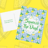 Personalized Yellow Lemons Blue White Birthday  カード