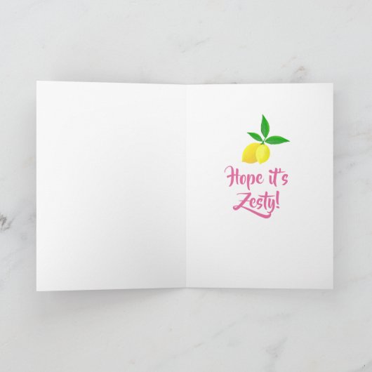 Personalized Yellow Lemons Hot Pink  カード (内部)