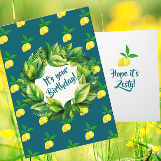 Personalized Yellow Lemons Teal  カード