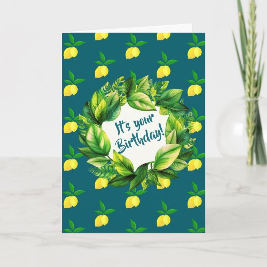 Personalized Yellow Lemons Teal  カード (正面)