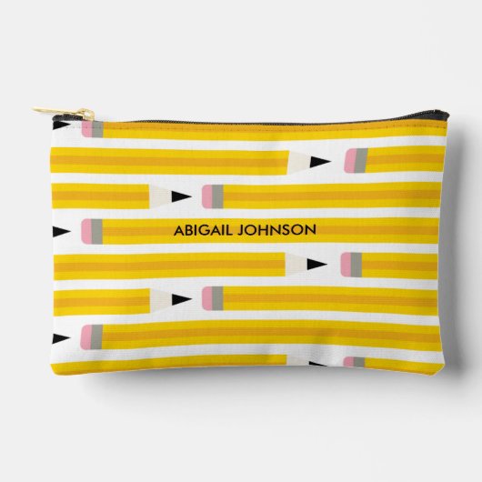Personalized Yellow Pencil アクセサリーポーチ (正面)