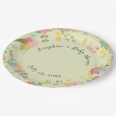 Personalized Yellow Pink Green Florals ペーパープレート (アングル)