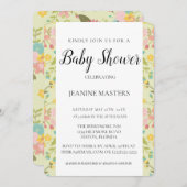 Personalized Yellow Pink Green Florals 招待状 (正面/裏面)