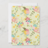 Personalized Yellow Pink Green Florals 招待状 (裏面)