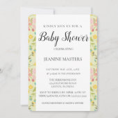 Personalized Yellow Pink Green Florals 招待状 (正面)