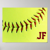 Personalized yellow softball ball ポスター (正面)