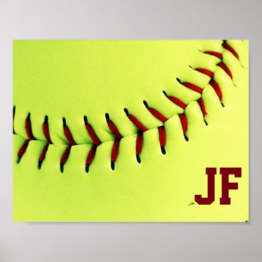 Personalized yellow softball ball ポスター (正面)