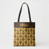 Personalized Yellow Tote Bag with Abstract Flowers トートバッグ (正面)