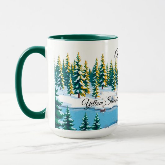 Personalized Yellowstone Winter Scene Coffee マグカップ (左)