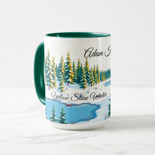 Personalized Yellowstone Winter Scene Coffee マグカップ (正面左)