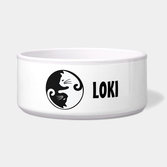 Personalized Ying Yang Cat  ボウル (正面)