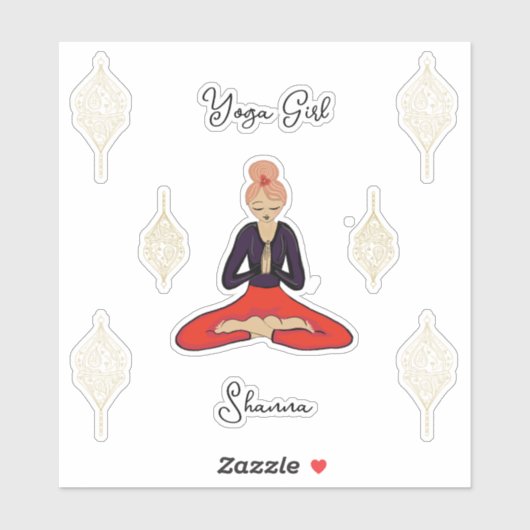 Personalized Yoga Girl シール (シート)