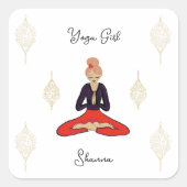 Personalized Yoga Girl スクエアシール (正面)