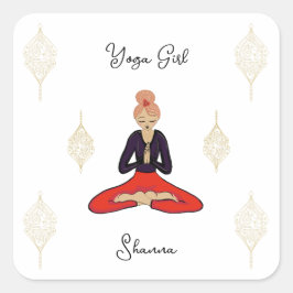 Personalized Yoga Girl スクエアシール