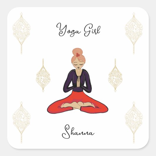 Personalized Yoga Girl スクエアシール (正面)