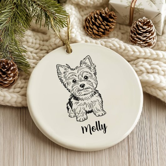Personalized Yorkie Dog Christmas セラミックオーナメント