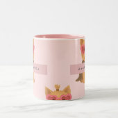 Personalized Yorkie Dog with Heart Sunglasses ツートーンマグカップ (中央)