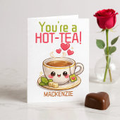 Personalized You Are a Hot Tea Valentine Pun Funny シーズンカード