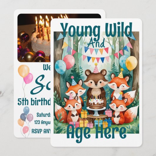 Personalized Young Wild And Age Birthday Party 招待状 (正面/裏面)