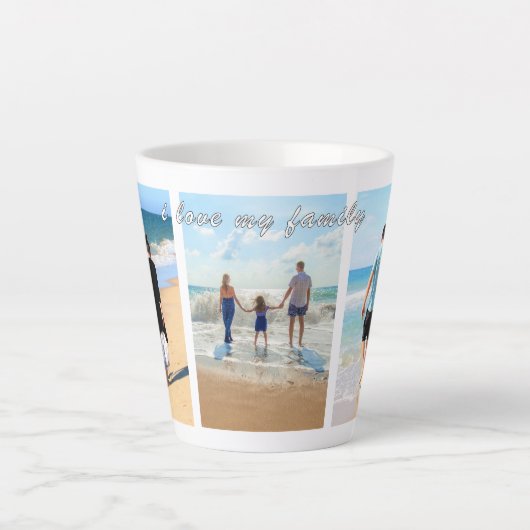 Personalized Your Family Photo Collage Latte Mug カフェラテマグ (正面)