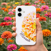 Personalized Zinnia Flower with Custom Name Floral iPhone 16ケース