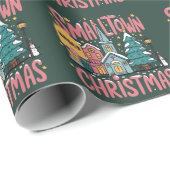 Personalized Zipcode Small Town Christmas Pink  ラッピングペーパー (ロールコーナー)