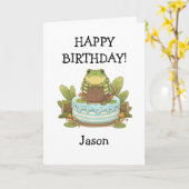 Personalized Zochi the Cozy Frog カード (黄色い花)