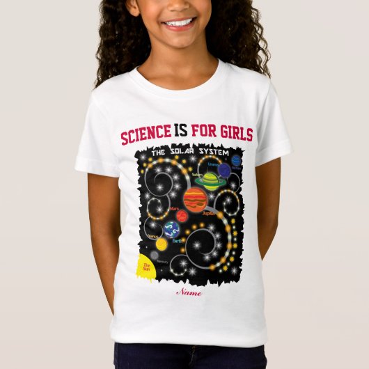 PersonalizedScienceは女の子、太陽系のためです Tシャツ (正面)