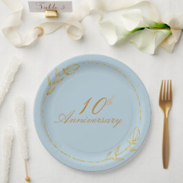 Personalizes Anniversary with Golden Frame ペーパープレート