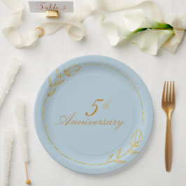 Personalizes Anniversary with Golden Frame ペーパープレート