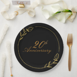 Personalizes Anniversary with Golden Frame ペーパープレート