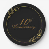 Personalizes Anniversary with Golden Frame ペーパープレート (正面)