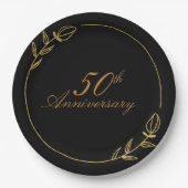 Personalizes Anniversary with Golden Frame ペーパープレート (正面)