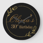 Personalizes Birthday with Golden Frame ラージ壁時計 (正面)