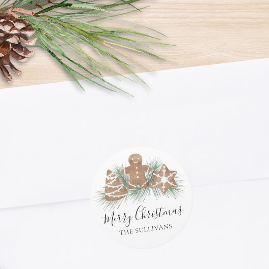 Personalzed Merry Christmas Cookies ラウンドシール