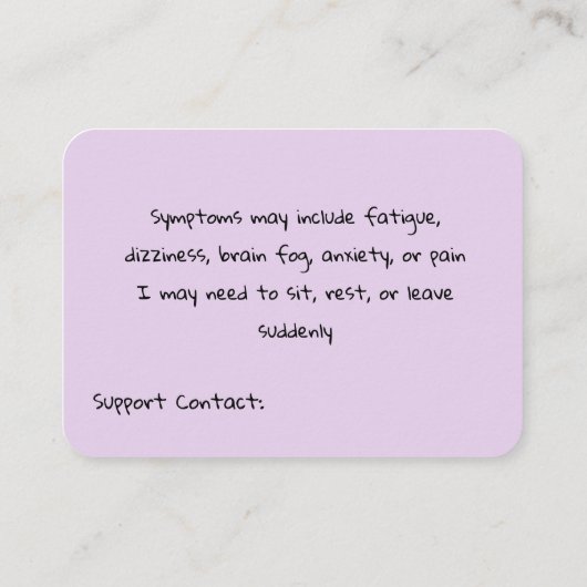 Personalzied Support Contact Card with Bunny  名刺 (裏面)